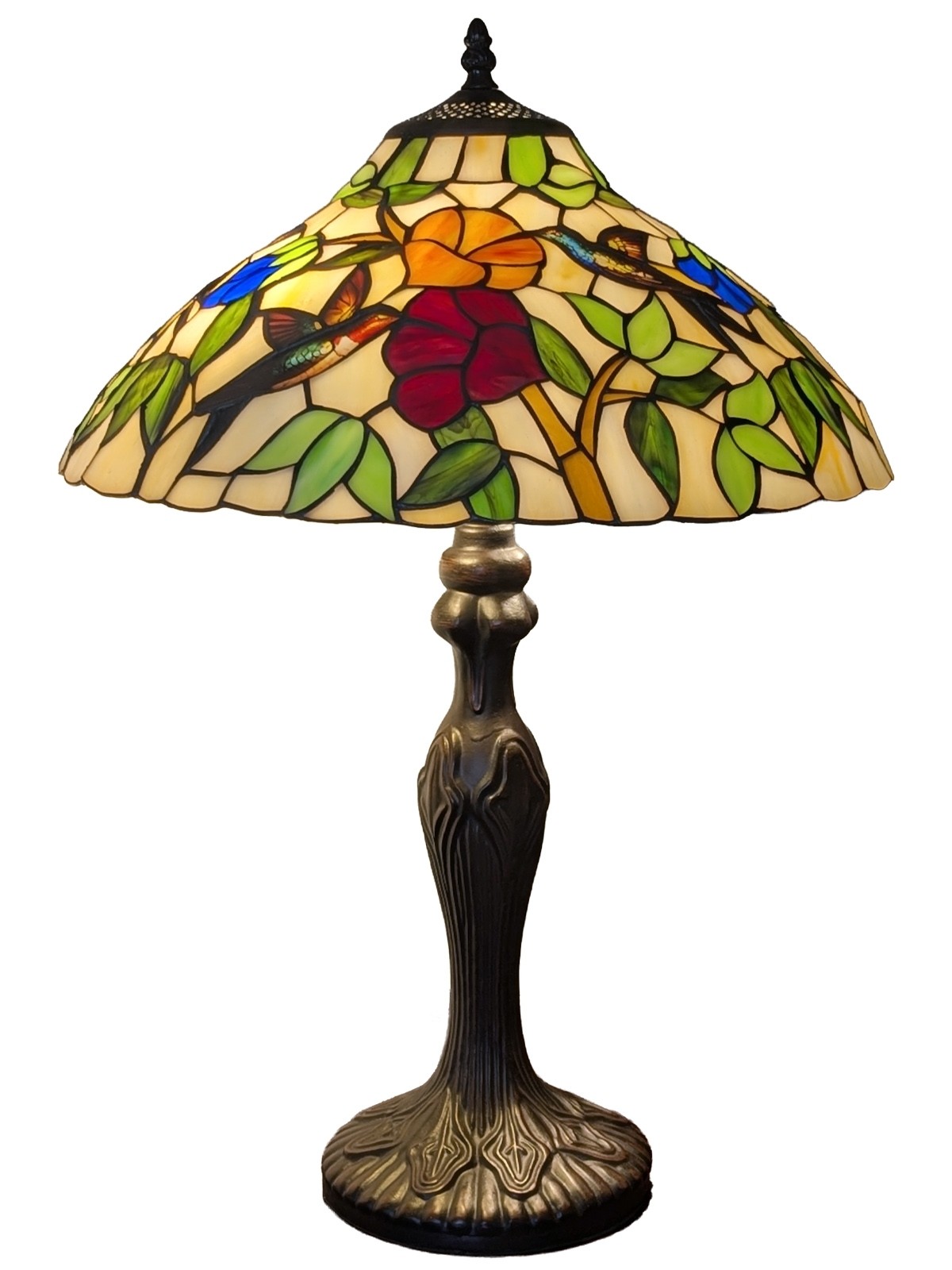 Large Humming Bird Tiffany Table Lamp 59cm + Free Bulb