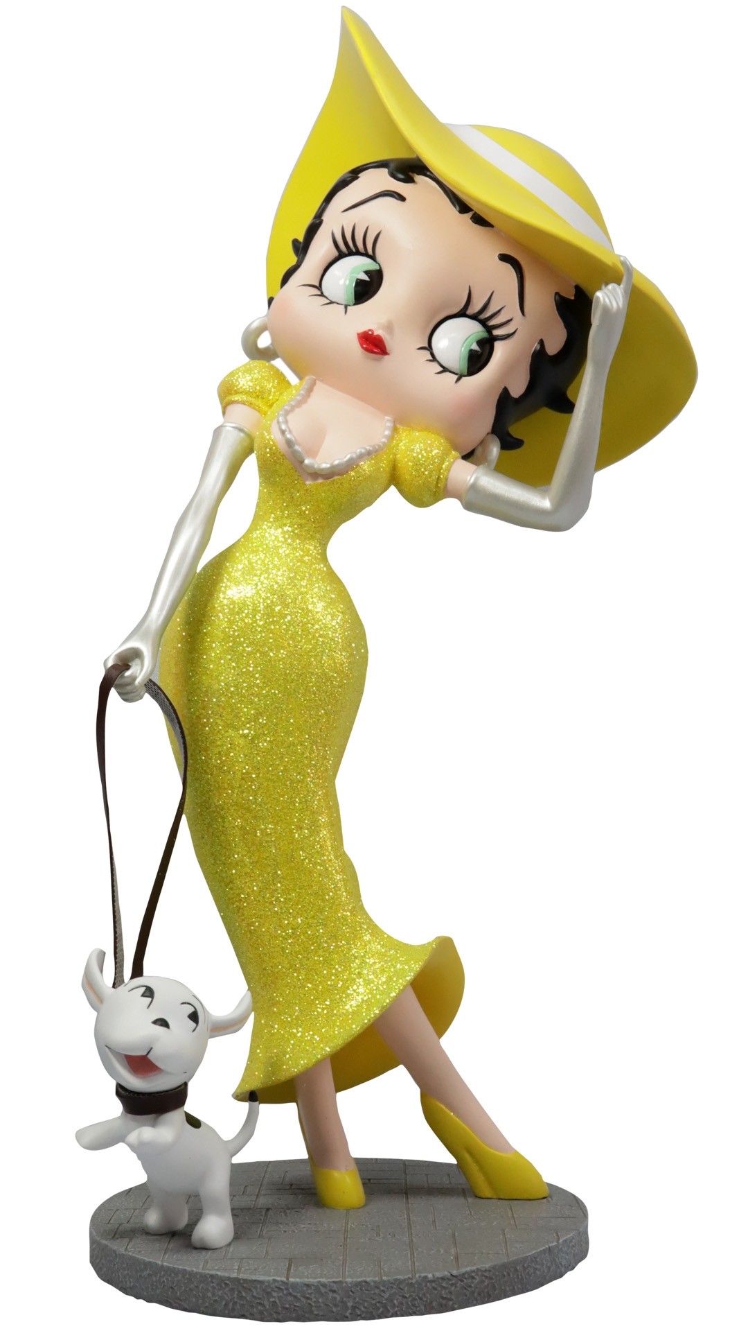 Betty Boop Walking Pudgy Yellow Glitter Dress 34cm