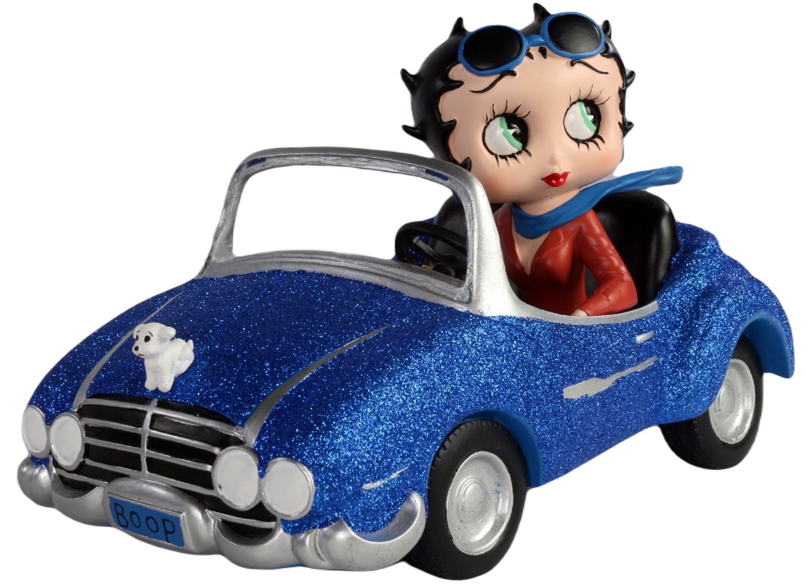 Betty Boop In Motor Car - Blue Glitter 30cm