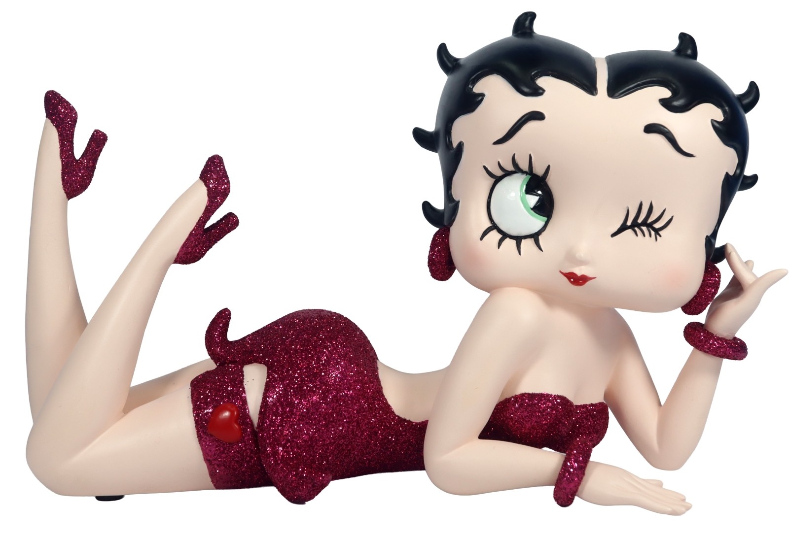 Betty Boop Lying Down Pink Fuchsia Glitter Dress 20.5cm