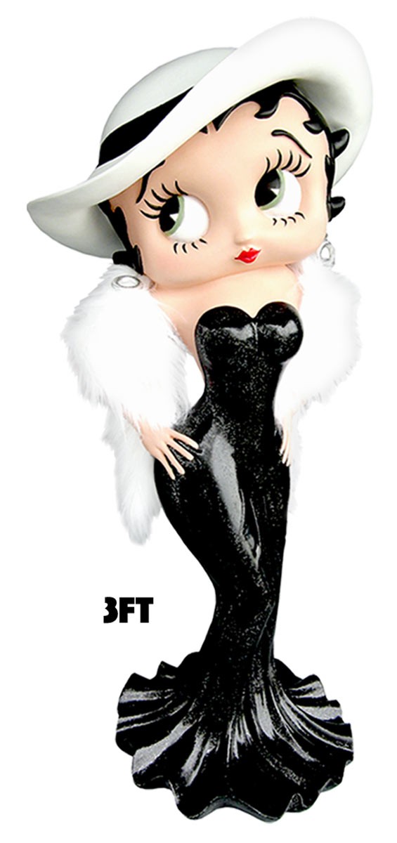 Large Betty Boop Madam Black Glitter Dress - 3ft