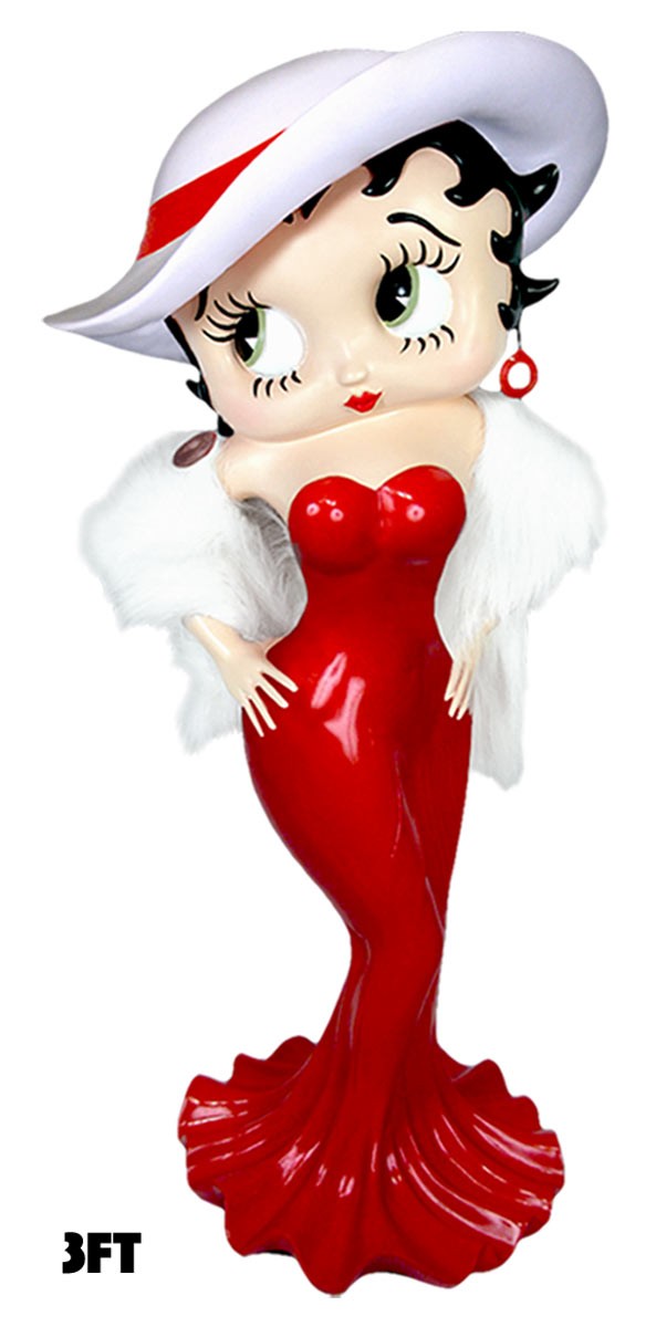 Large Betty Boop Madam Red Glitter Dress - 3ft