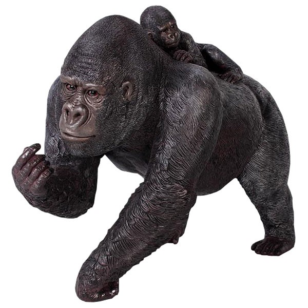 Life Size Female Gorilla & Baby Sculpture - 123cm