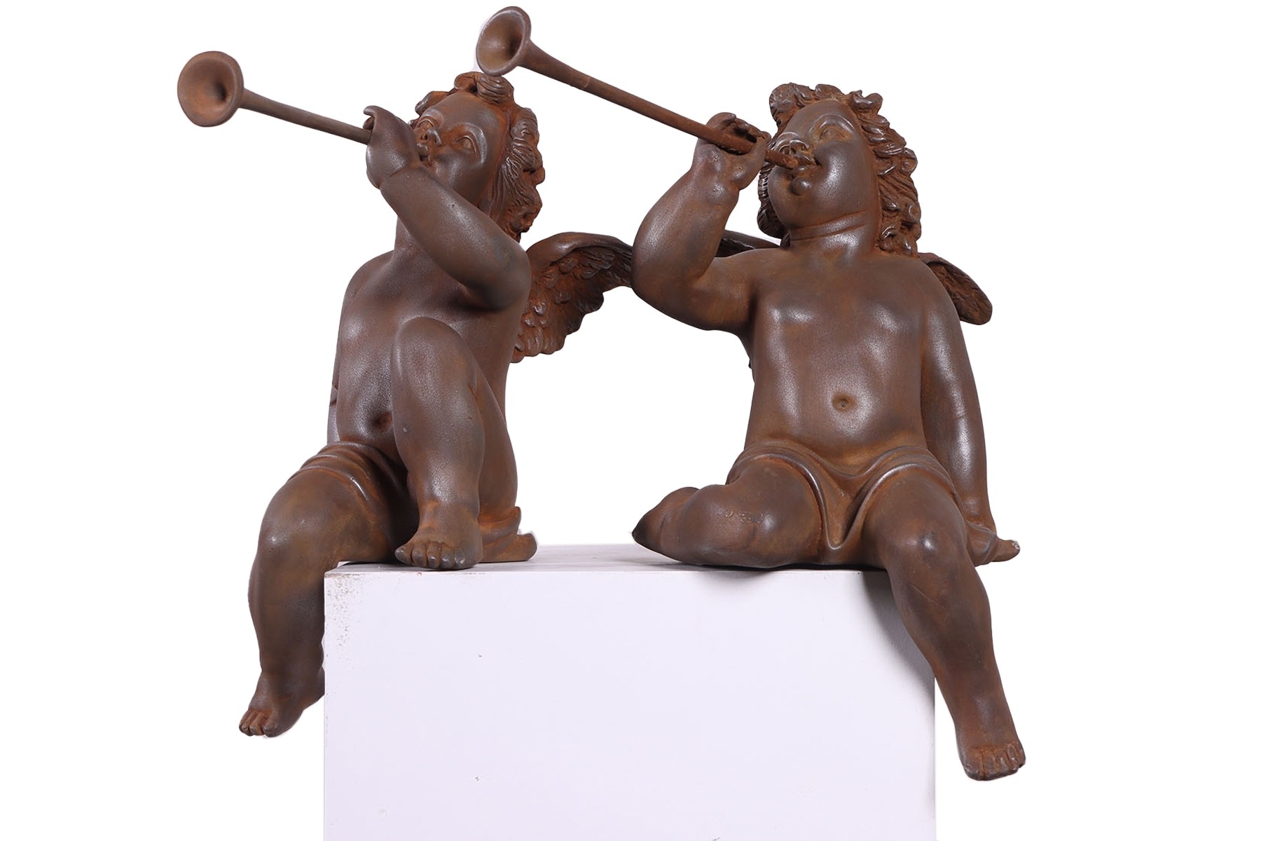 Cherubs Heralds - 43cm - Rusty Finish