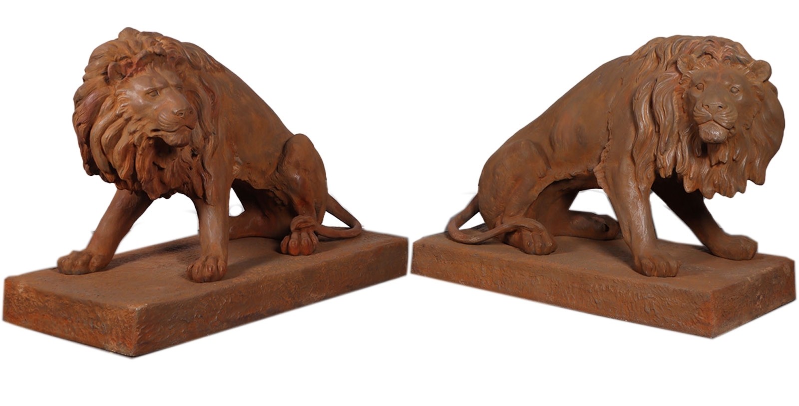 Big Lions - Set of 2 - Rust Finish  - 132cm