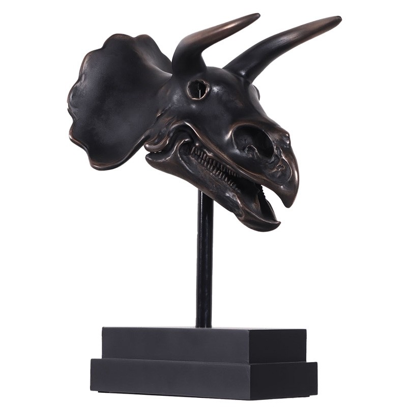 Triceratops Skull on Base - 59cm - Imperial Bronze Finish