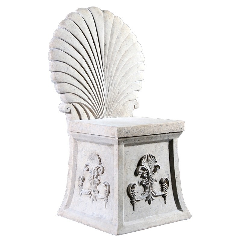 Emperor Shell Throne Stool - 84cm - Roman Stone Finish
