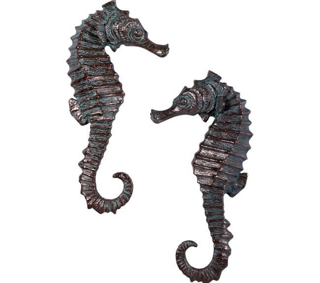 Set Of 2 Seahorse Wall Decor Garnish Bronze - 61cm