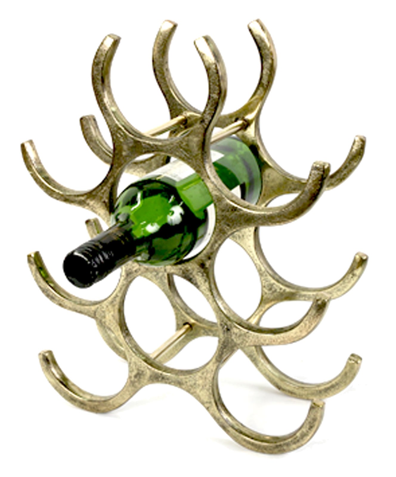 Aluminium Wine Rack Brass Industrial Finish (9 Bottles)