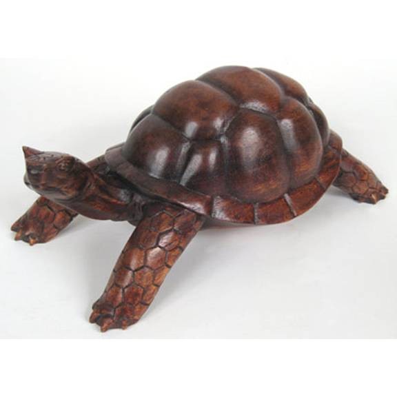 Hand Carved Suar Wood Tortoise/Turtle Finish - 30cm