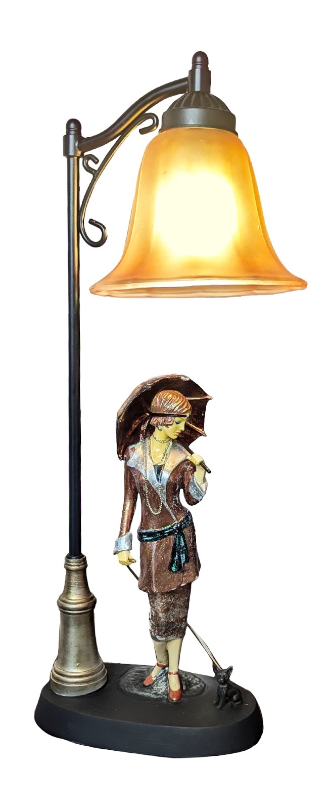 Art Deco Twenties Lady Figurine Table Lamp + Free Bulb