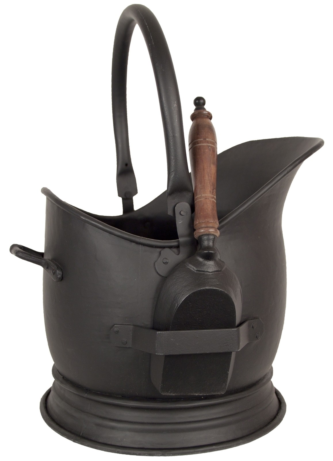 45cm Classic Heavy Duty Large Black Finish Coal Scuttle Hod Bucket With Shovel