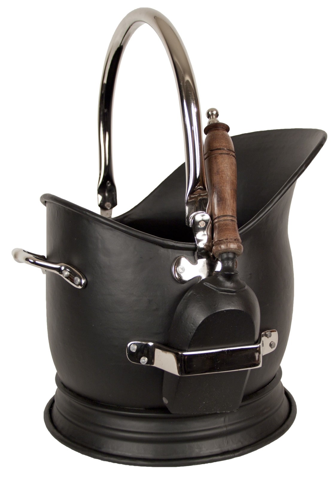 45cm Classic Heavy Duty Large Black Nickel Plated Finish Coal Scuttle Hod Bucket With Shovel