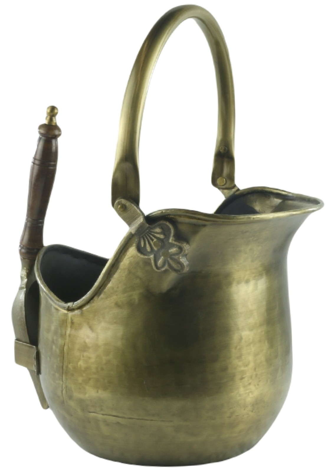 46cm Bucket Coal Scuttle With Shovel - Antique Brass Finish