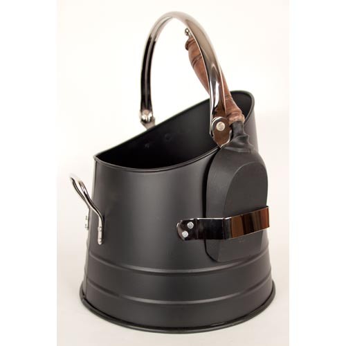 37cm Round Bucket With Shovel - Black Nickel Finish