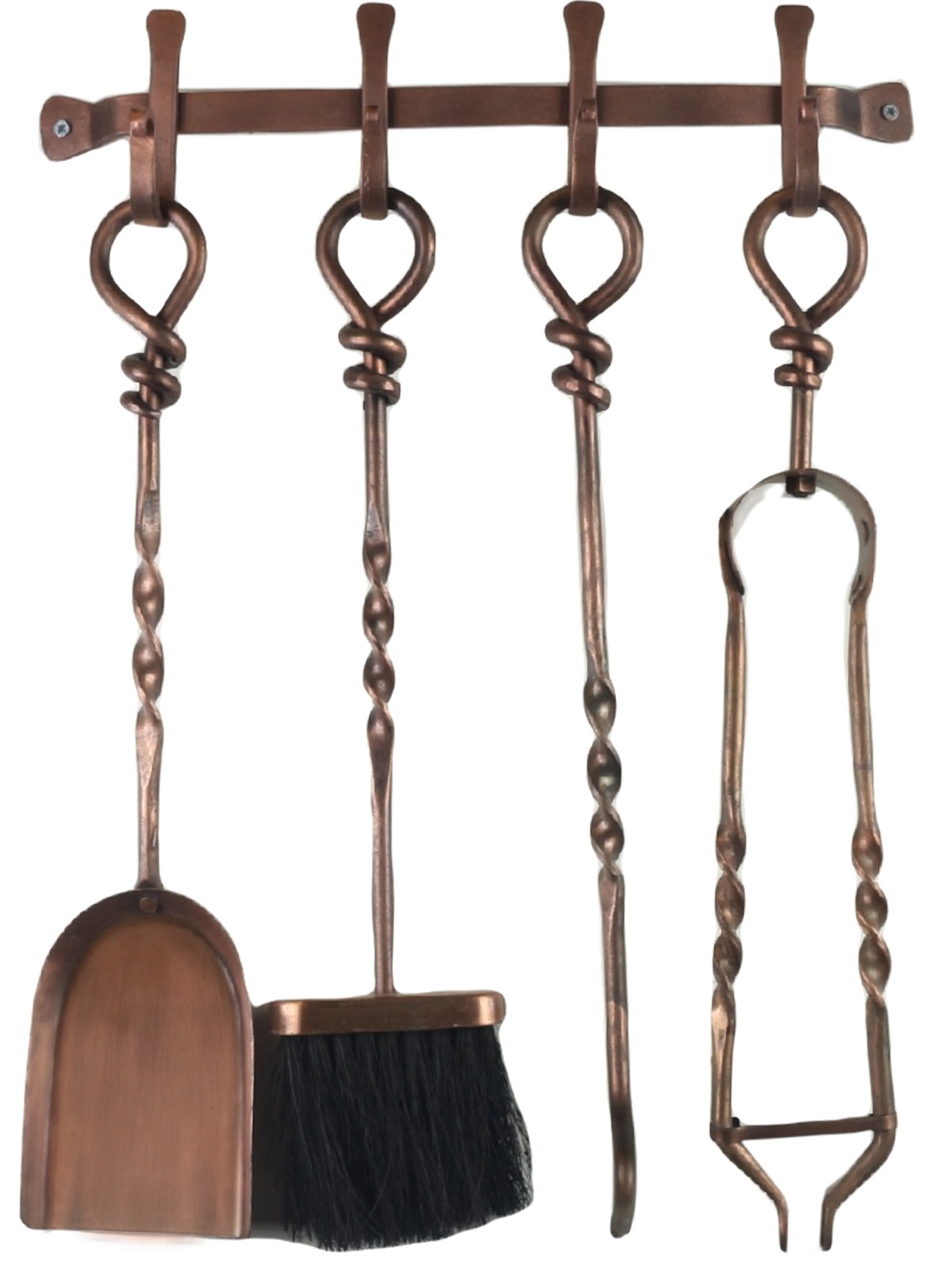 58cm Antique Copper Wall Hanging Wrought Iron Companion Set