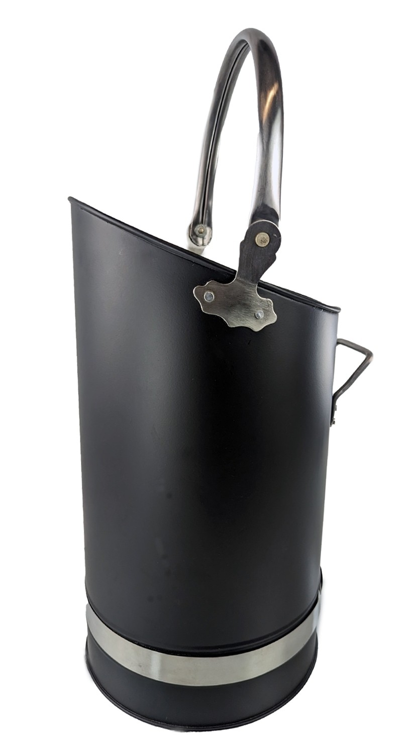 Black Coal Bucket With Nickel Finish Handles 55cm