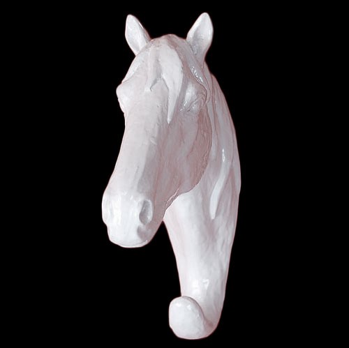 Horse Head Wall Coat Hook Sculpture - White