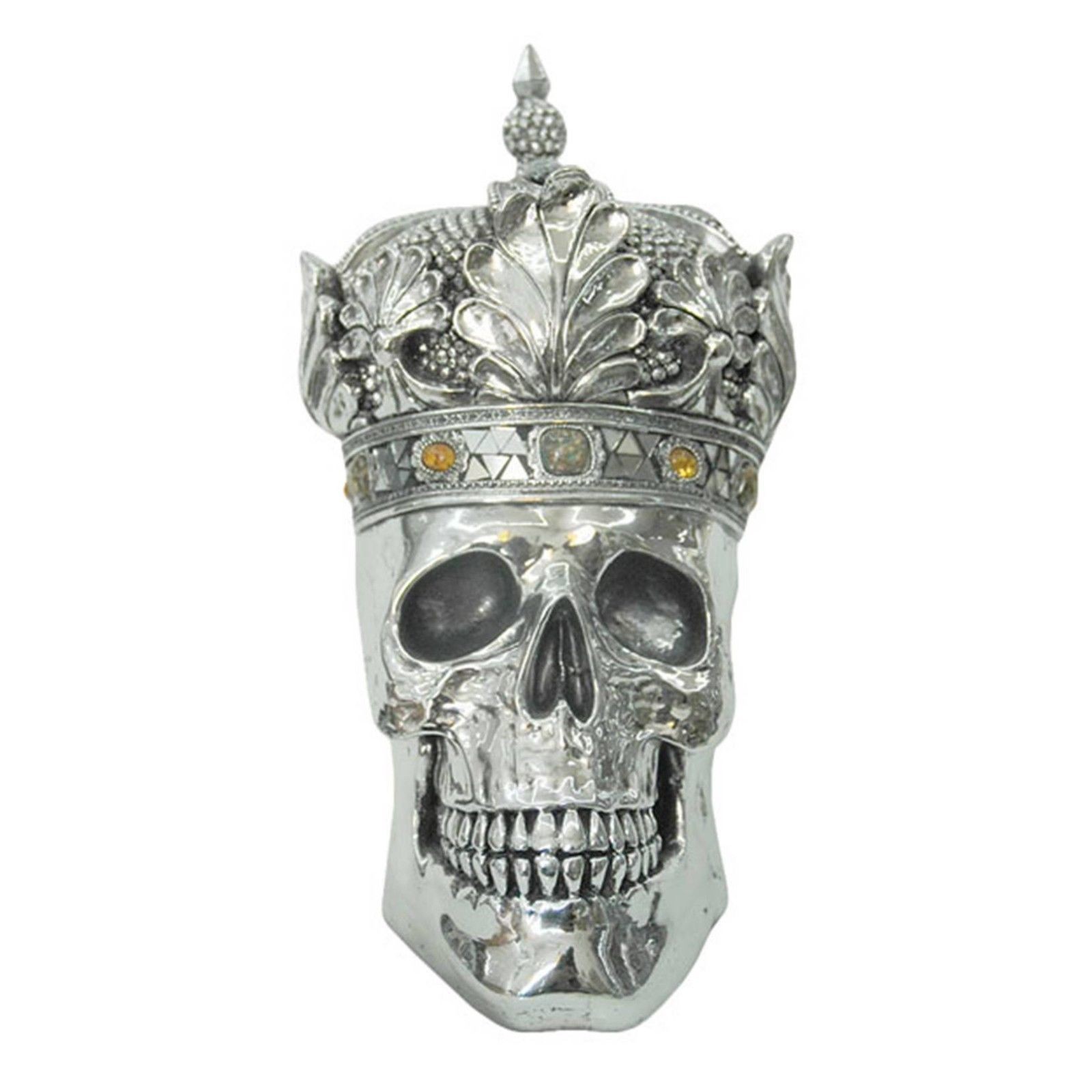 Electroplated Queen Skull With Crown 36cm