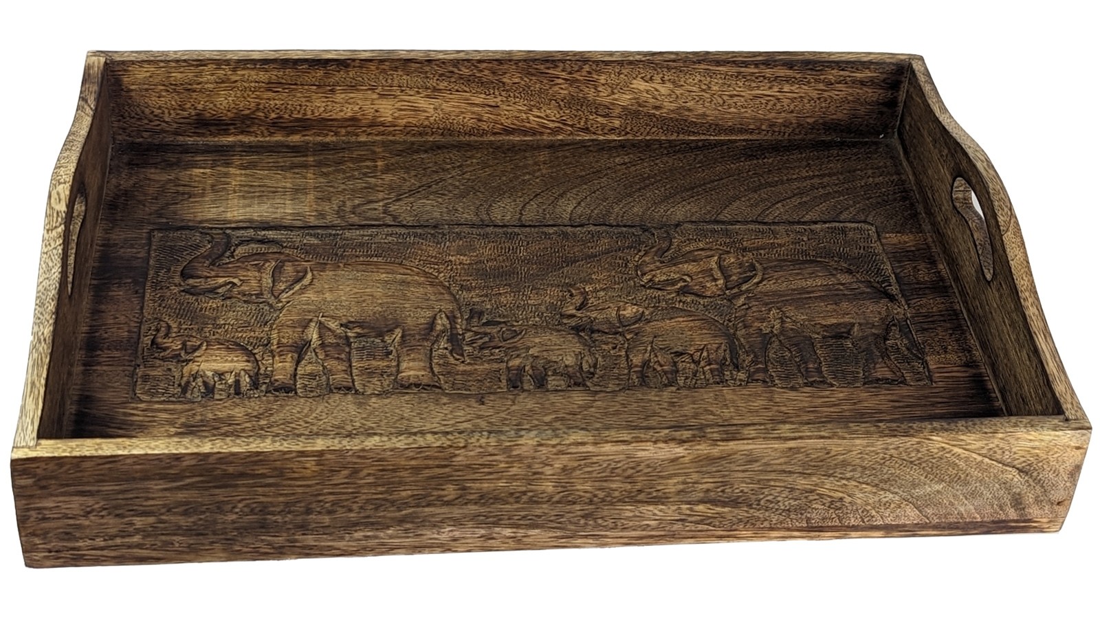 Mango Wood Elephant Design Tray 45.5cm