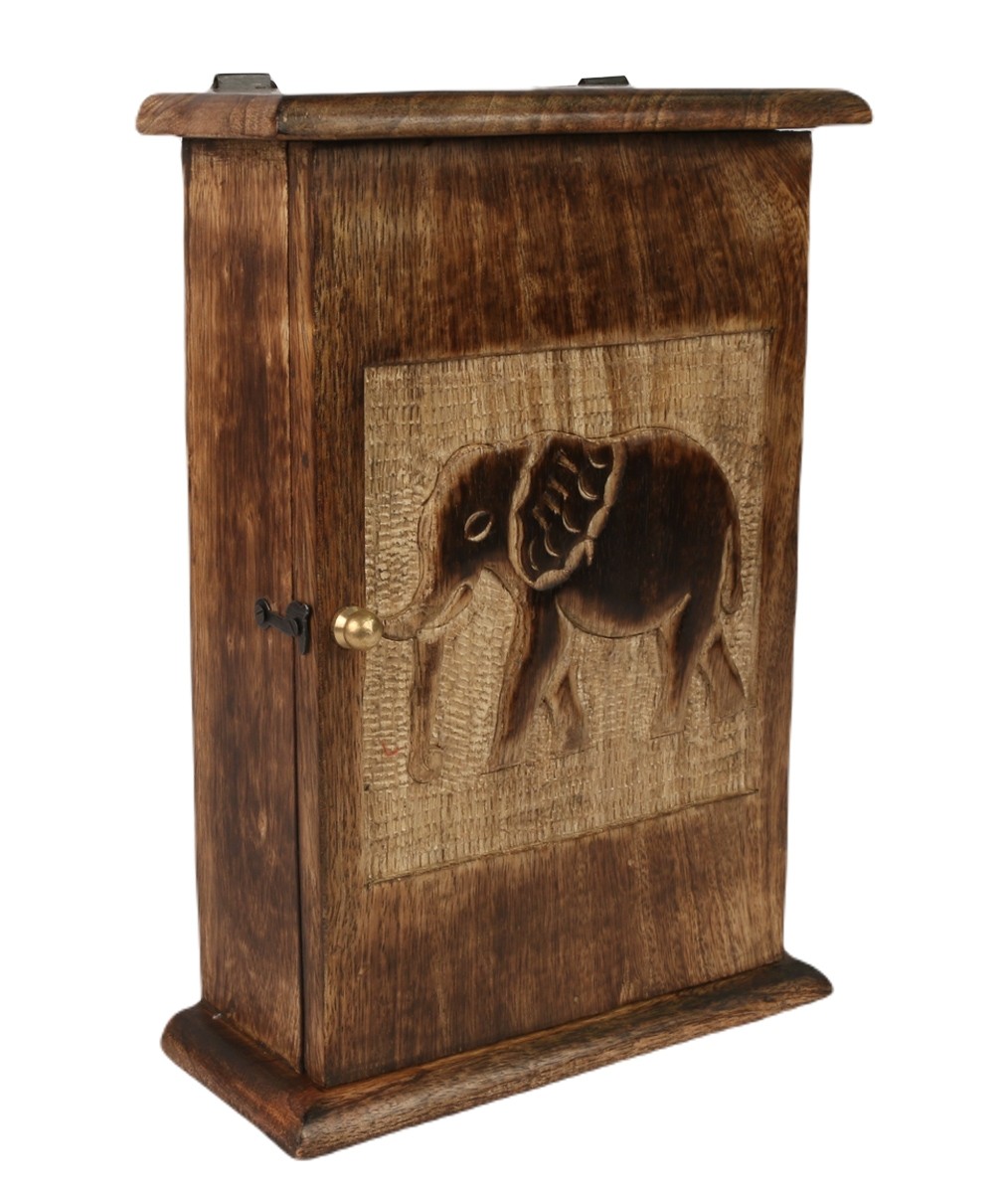 Mango Wood Key Box Elephant Design