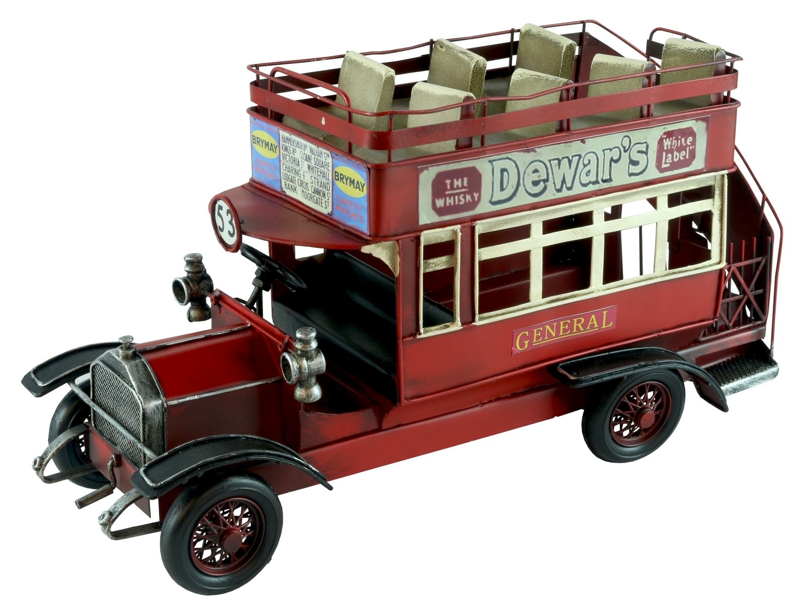 Vintage Red Open Top Bus Model