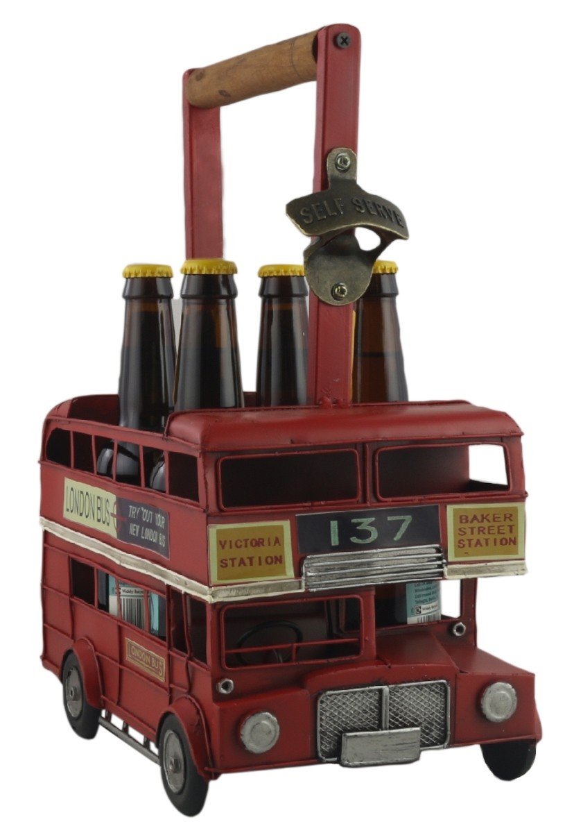 Red Double Decker Bus Bottle Carrier