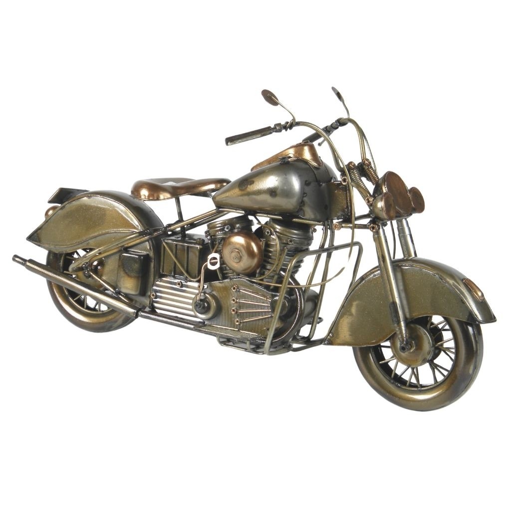 Motorcycle - Polished Metal - 37cm