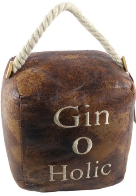 Square Faux Leather 'Gin - O - Holic' Doorstop