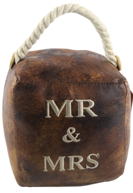 Square Faux Leather 'Mr And Mrs' Doorstop 