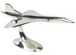 Concorde Plane On Metal Stand Nickel Plated Aluminium - 30cm