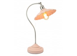 Daisy Lamp Textured Pink Shade/Base - Satin Chrome Arm 