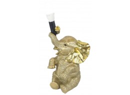 Gold Elephant Sitting Table Lamp + Free Bulb 33cm