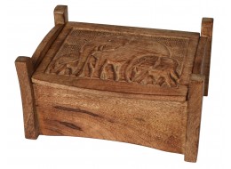 Mango Wood Elephant Design Jewellery Trinket Box