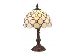 Cream Jewelled Tiffany Table Lamp + Free Bulb (Small)