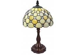 Cream Jewelled Tiffany Table Lamp 33cm (Small) + Free Incandescent Bulb