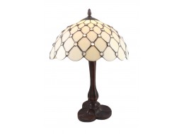 Cream Jewelled Tiffany Table Lamp + Free Bulb (Medium)