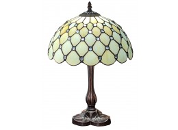 Cream Jewelled Tiffany Table Lamp 43cm (Medium) + Free Incandescent Bulb