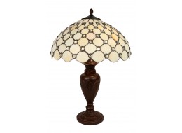 Cream Jewelled Tiffany Table Lamp + Free Bulb (Large)