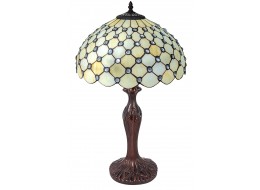 Cream Jewelled Tiffany Table Lamp 59cm (Large) + Free Incandescent Bulb