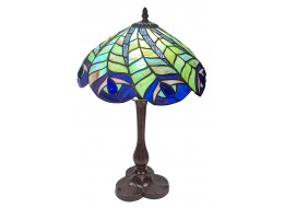 Peacock Tiffany Table Lamp - 43cm + Free Incandescent Bulb 