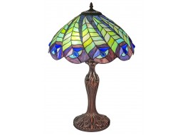 Peacock Tiffany Table Lamp - 59cm + Free Incandescent Bulb