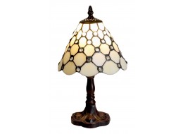Cream Jewelled Tiffany Table Lamp 32cm + Free Bulb 