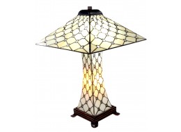 Cream Jewelled Pyramid Tiffany Lamp 58cm + Free Bulbs