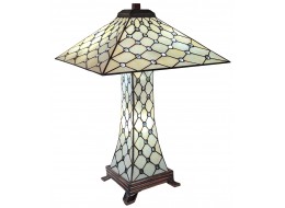 Cream Jewelled Pyramid Tiffany Lamp 59cm + Free Incandescent Bulb