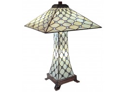 Cream Jewelled Pyramid Tiffany Lamp 59cm + Free Bulb