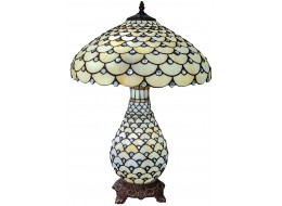 Cream Jewelled Tiffany Umbrella Table Lamp 59cm + Free Incandescent Bulb   