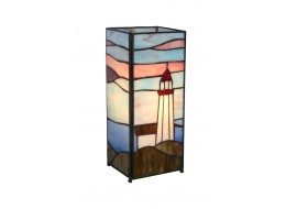 Lighthouse Square Tiffany Lamp 27cm + Free Bulb