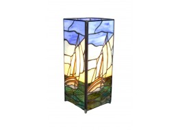 Sail Boat Design Square Tiffany Table Lamp 27cm + Free Bulb