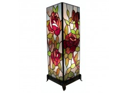 Rose Square Tiffany Table Lamp 47cm + Free Bulbs